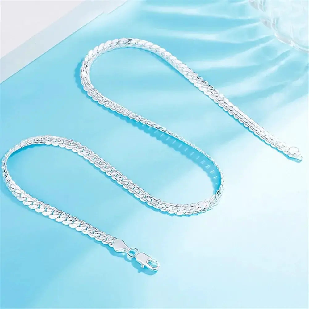 Fine Top Brand Silver 6mm Chain Necklace Unisex 16 To 24 Inch Jewelry Gift For Women Men Everyday Wear