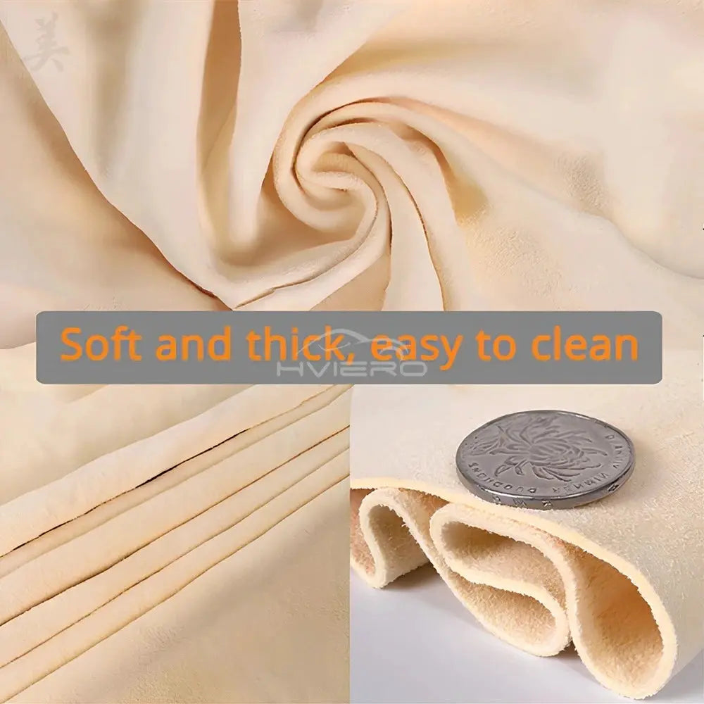 Simples Market genuine leather chamois cloth, 40×70 cm, soft beige car and home cleaning towel.