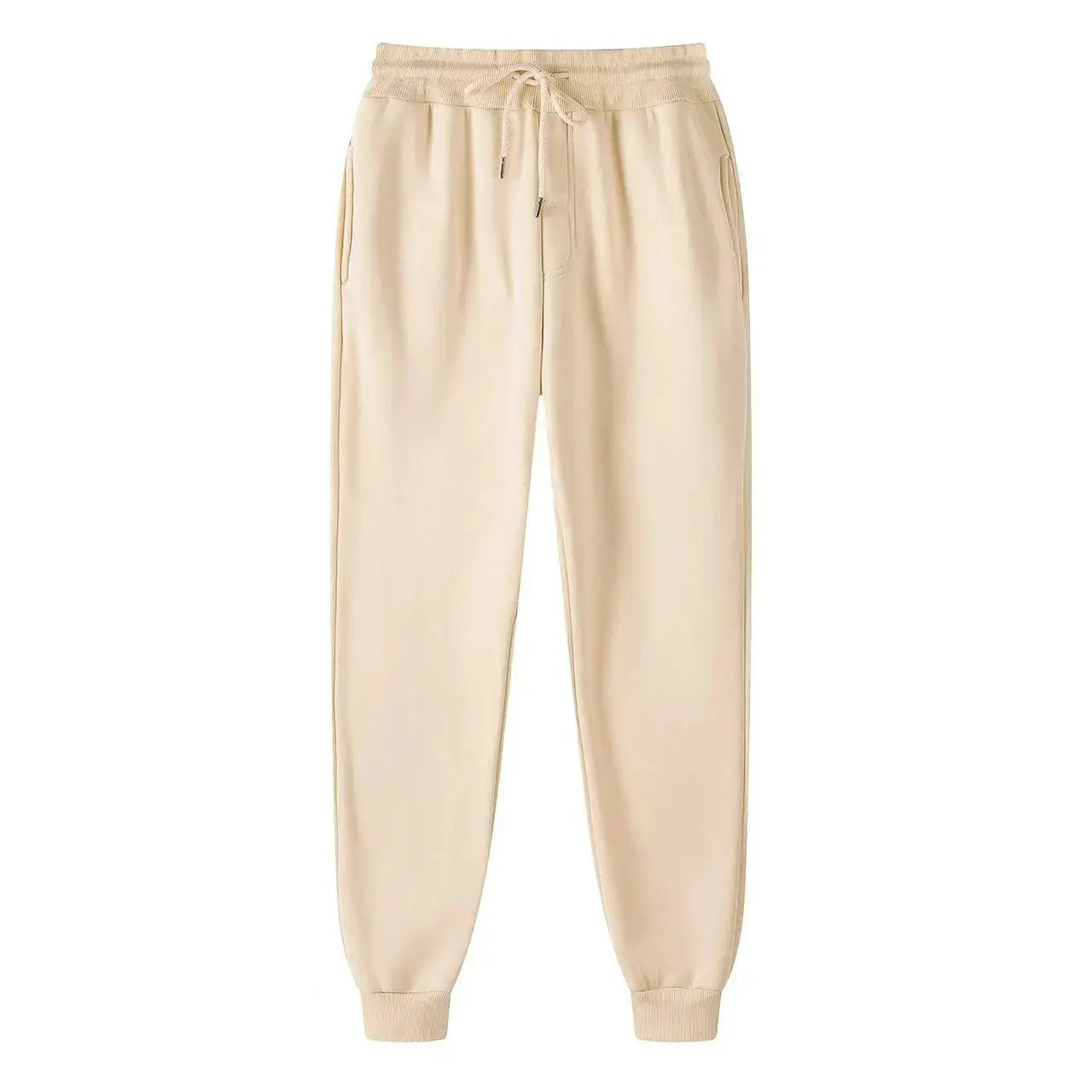 Simples Market men's beige jogger pants with drawstring waist and ribbed cuffs
