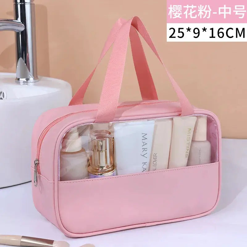 VoyageGlow Transparent Cosmetic Bag Large Capacity Waterproof Travel Makeup Organizer Clear PVC
