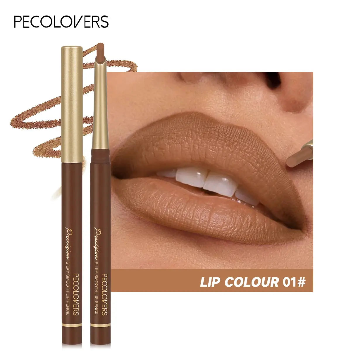 LuxLiner Matte Lip Liner Pencil Six Nude And Brown Shades Bevel Design For Precise Contour And Long Lasting Color