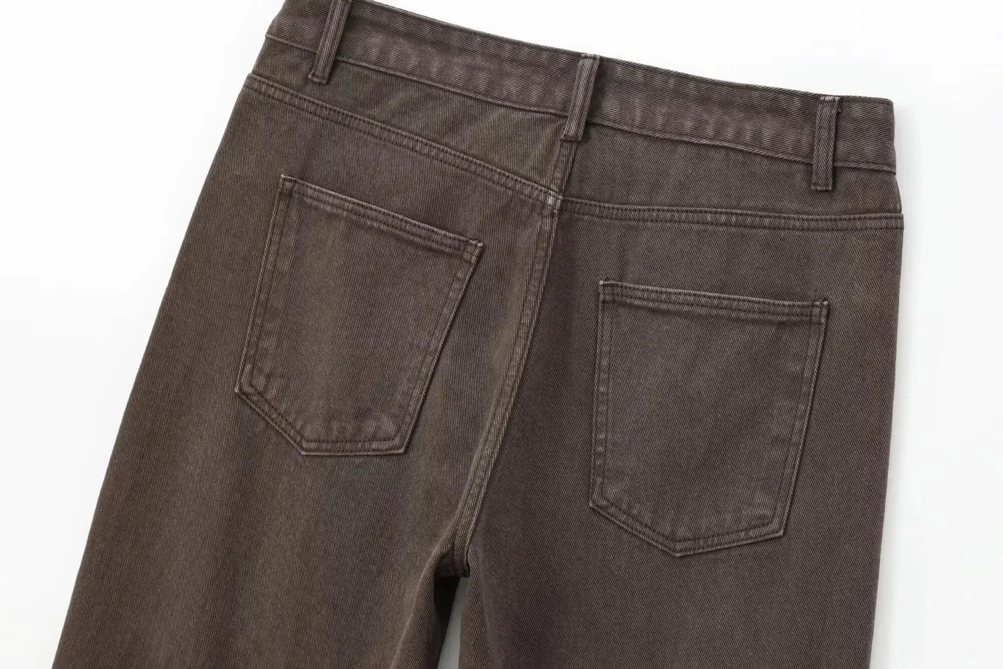 Maxdutti 2026 Ladies Mom Jeans Retro Brown Washed Denim Straight