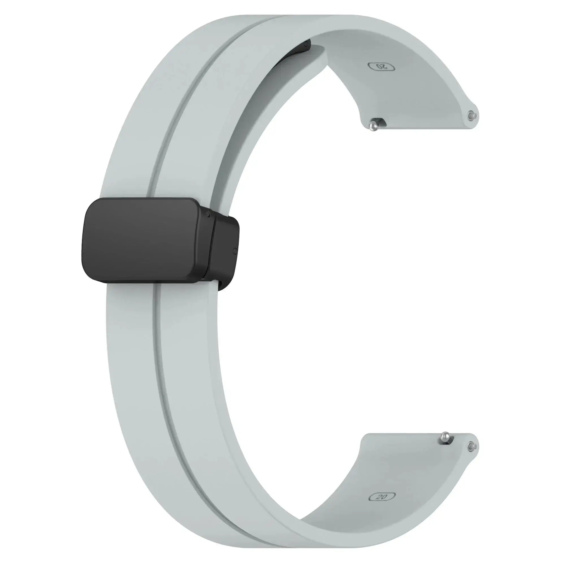 Simples Market silicone watch strap, 20/22mm, light gray with magnetic buckle.