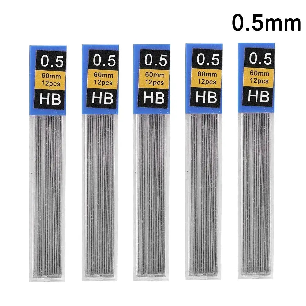 Metal lead refills 0.5mm HB, 60mm, 12pcs per pack, five packs