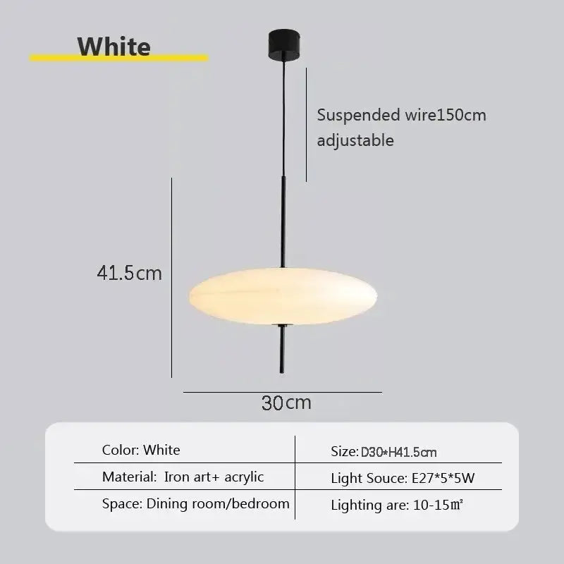 Nordic LED pendant light white flying-saucer design by Simples Market for bedroom or living room