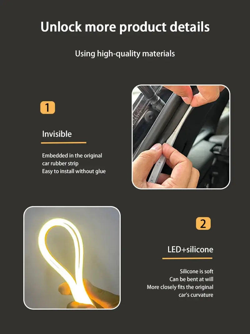 Simples Market car tailgate LED light strip, wireless, bendable silicone, high-brightness ambient light