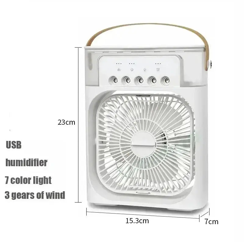 3-in-1 USB air cooler and humidifier with LED night light, white Simples Market portable desk fan