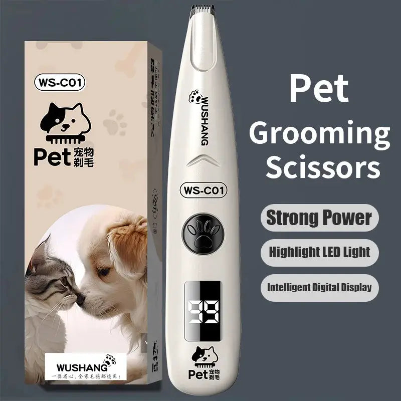 Pet Dog Electric Groomer Trimmer With LED Light Waterproof And Low Noise For Face Feet Ears Paws Cat Dog Shaver