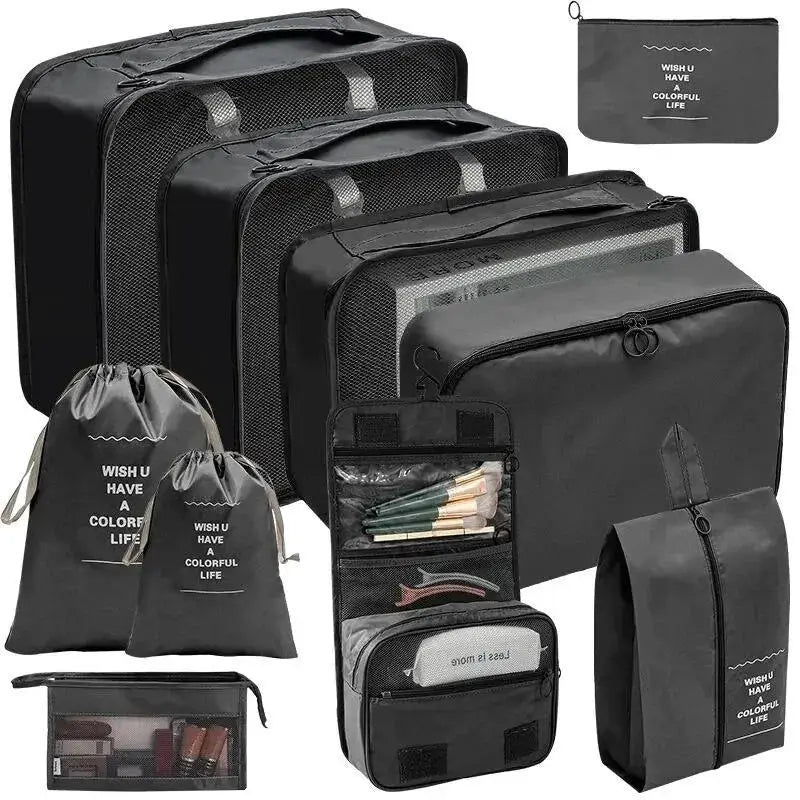 7 To 10 Piece Travel Organizer Set Packing Cubes And Oxford Storage Bags For Luggage Clothes Shoes Wardrobe