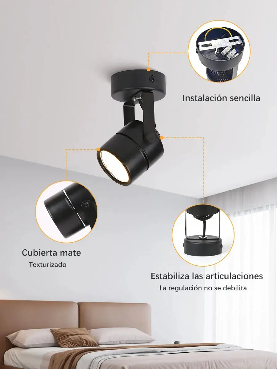 LED ceiling spot lamp by Simples Market in matte black with adjustable spotlight and ceiling mount