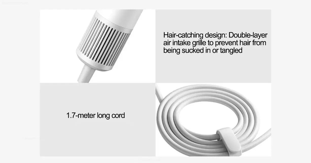 Mijia H501 SE hair dryer by Simples Market, white with 1.7m cord and dual-layer intake grille