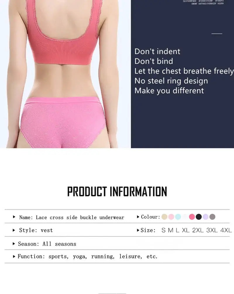 Pink sports bra and matching pink underwear set, back view, for sport and yoga, by Simples Market, 2-piece