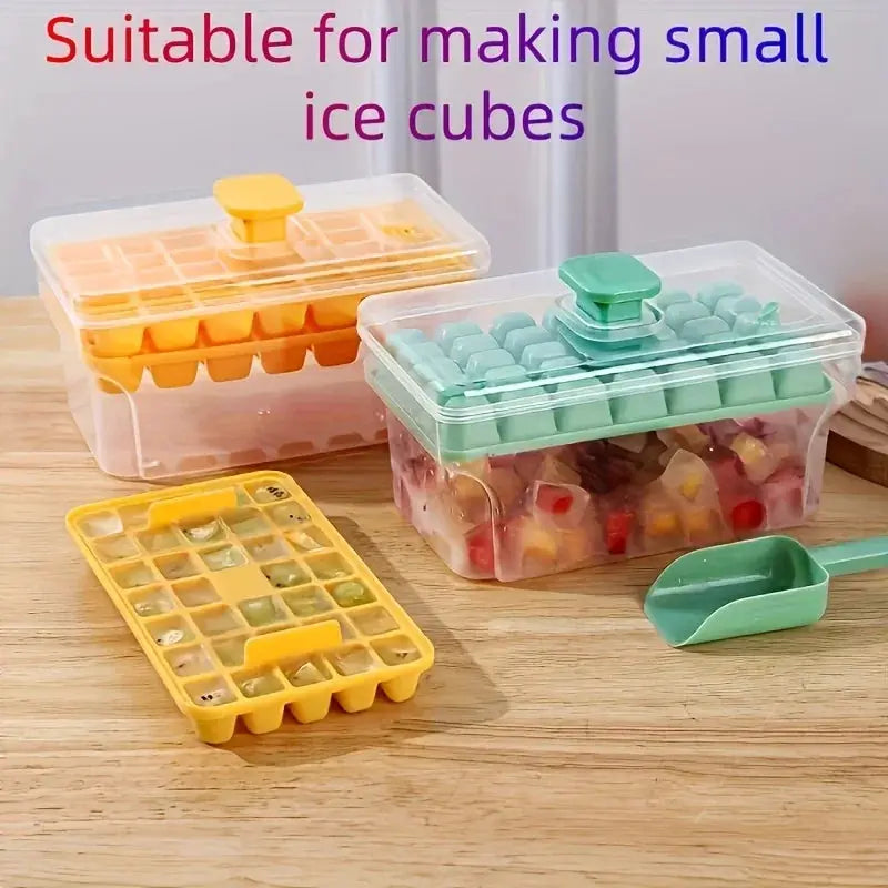 Ice Tray Set With Freezer Bin And Lid For 68 Ice Cubes Easy Press To Release Ice