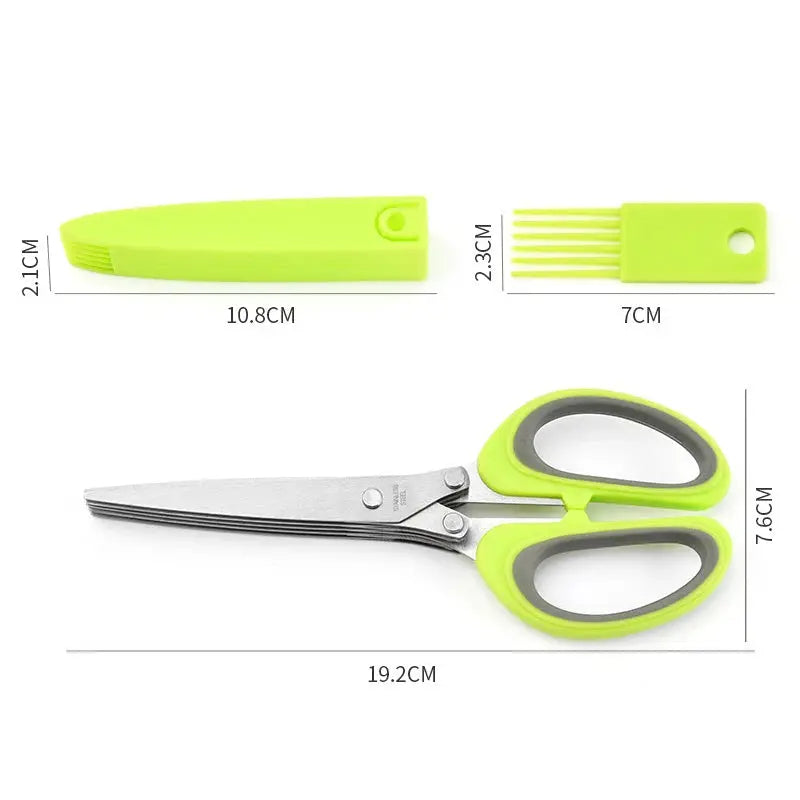 Multi Layer Stainless Steel Kitchen Scissors With Safe Cover For Herbs Green Onions Vegetables And Meat