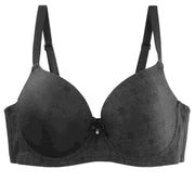 DaiNaFang black lace bra with floral pattern and center bow, front view