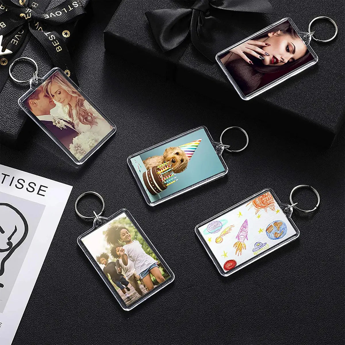 10 Pack Transparent Photo Frame Keychains With Tassels Snap In Clear Acrylic Blank Inserts For Custom Photos