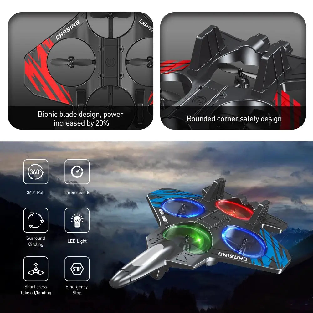 Simples Market E72 High foam UAV quadcopter with RGB LED lights for remote-controlled stunt flying