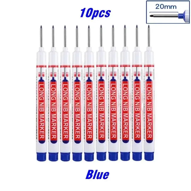 Ten Piece Set Multi Purpose Long Nib Marker Pens For 20mm Deep Hole Metal Perforating Waterproof Woodworking Decor Tool
