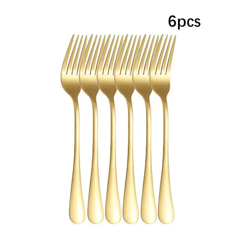 Golden Stainless Steel Tableware Set 6 Or 30 Piece Western Style Cutlery Knife Fork Spoon For Hotels Restaurants