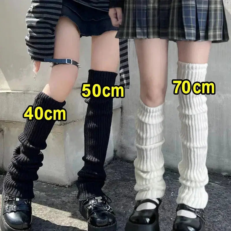 KnitAura Lolita Leg Warmers Y2K Crochet Heap Style Knit For Autumn Winter Warmth 40 To 70 Cm