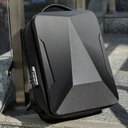 Hard-shell backpack for men by Simples Market, expandable laptop travel bag, large capacity, black with side lock