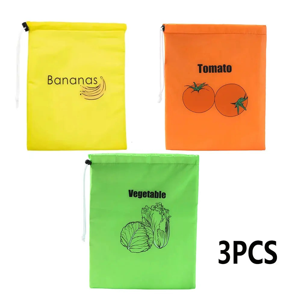 3-pcs insulated aluminum storage bags set in yellow Banana, orange Tomato, green Vegetable by Simples Market