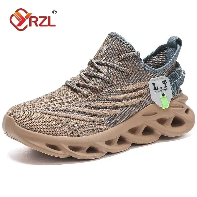 YRZL Men and Women Running Shoes Black Breathable Mesh Casual Sneakers Outdoor Shock Absorption