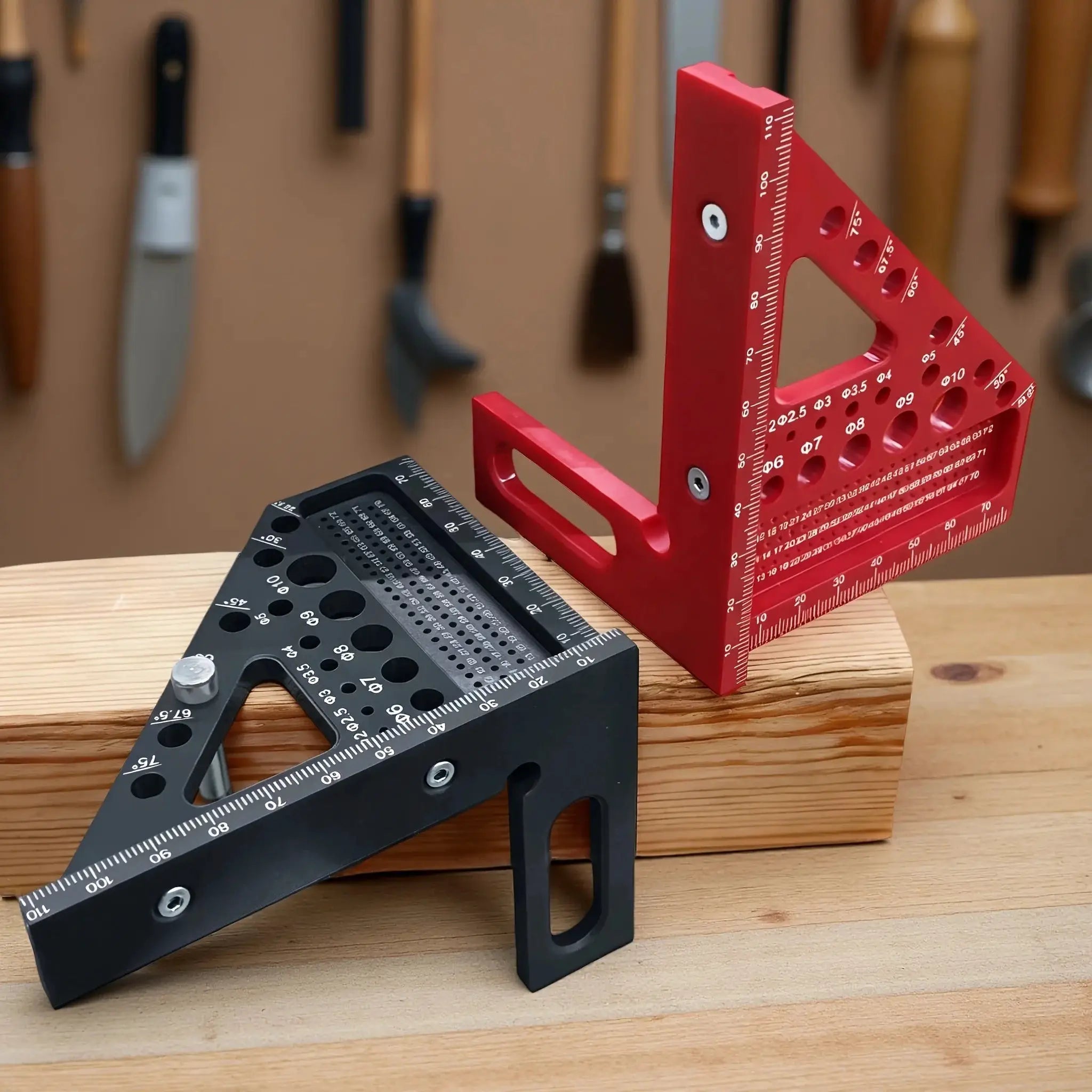Precision Carpenter Square And Hole Scribing Ruler 22.5 To 75 Degrees Measuring Tool With Angle Pin Plastic