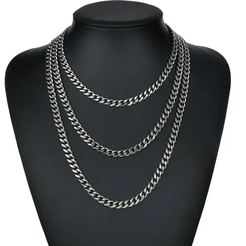 3.5 To 7mm Wide Stainless Steel Cuban Link Necklace For Men And Women Hip Hop Fashion Accessory