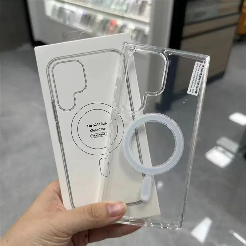 Simples Market clear magnetic phone case for Samsung Galaxy S24 Ultra with circular ring magnet