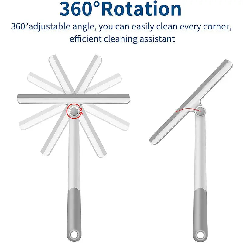 Simples Market 360° rotatable shower squeegee with silicone holder, gray handle for glass and mirrors