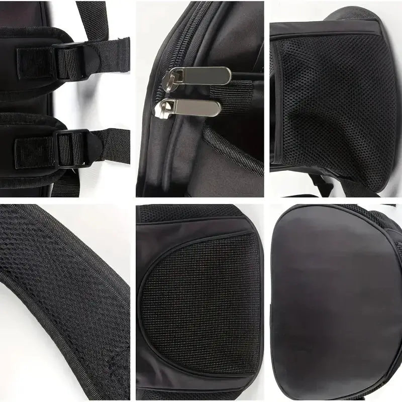 Simples Market portable mesh dog backpack, black, breathable, foldable with large capacity