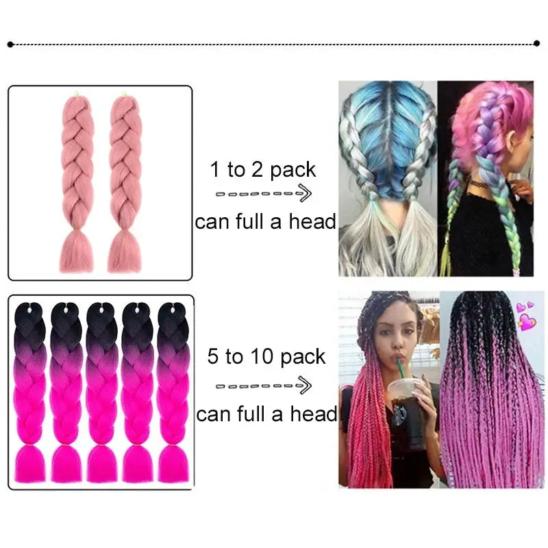 24 Inch Synthetic Long Box Braiding Hair Extensions Yaki Straight Texture For Women Dreadlocks