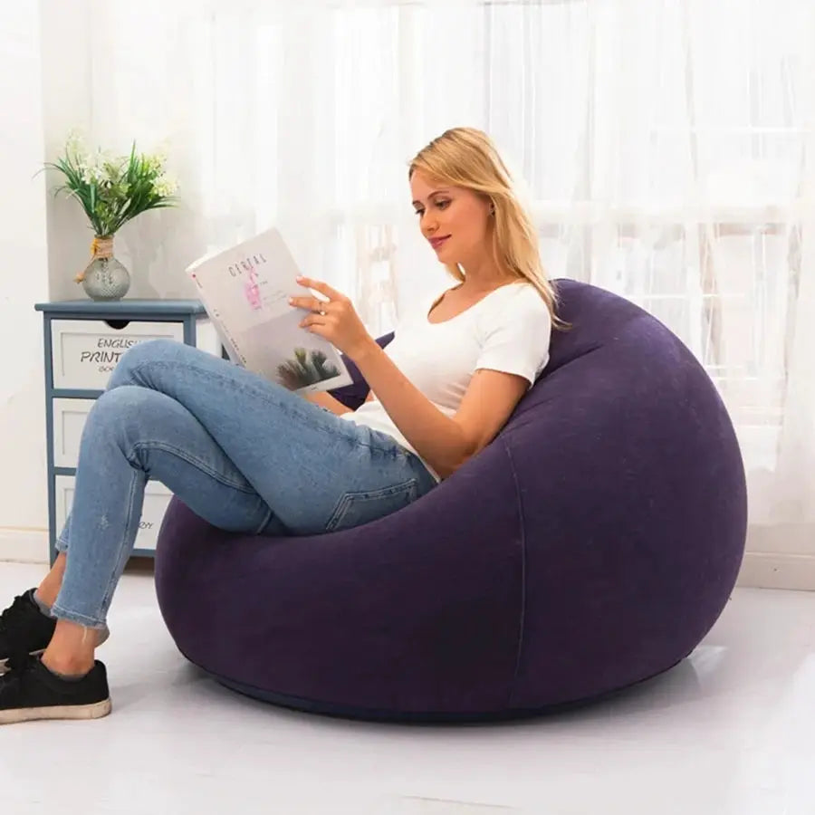 Large purple inflatable sofa lounger bean bag chair by Simples Market