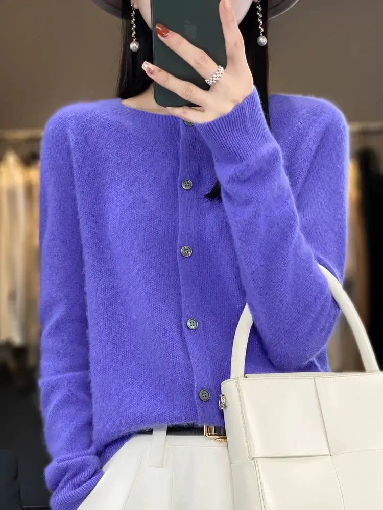 Everluxe Merino Wool Cardigan For Women With One Hundred Percent Australian Merino Softness For Autumn And Winter