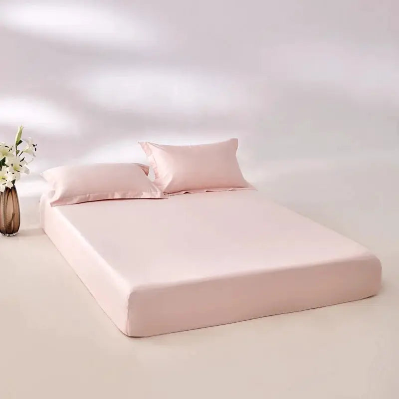 Fitted sheet by Simples Market, 100% Egyptian cotton, pink, 800TC non-slip with elastic corner bands (140/160/200cm)