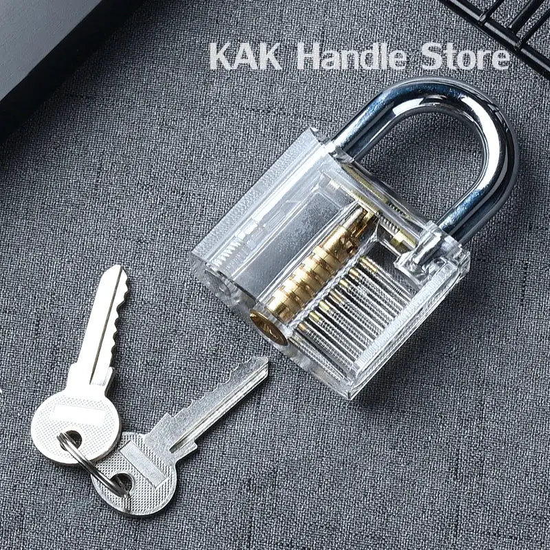 KAK transparent practice padlock with 2 keys, 80x50mm, Simples Market