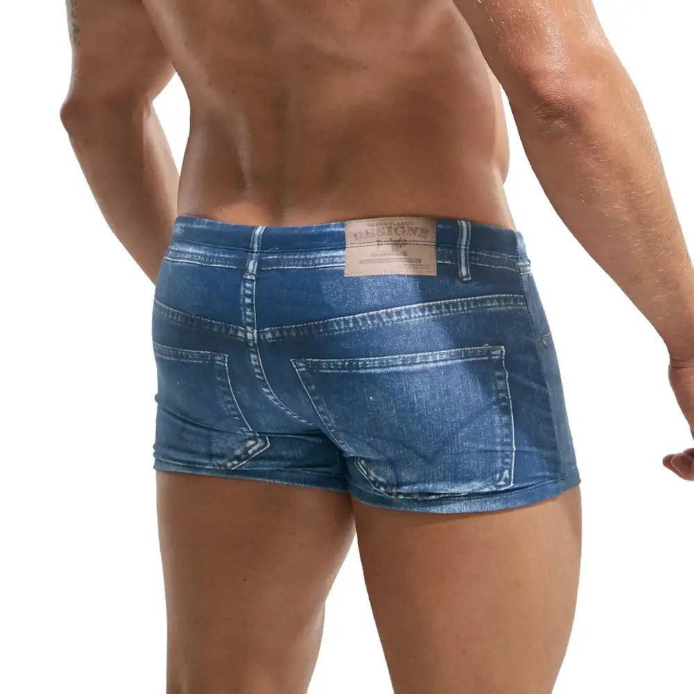2XL men's denim board shorts, back view with dual back pockets.