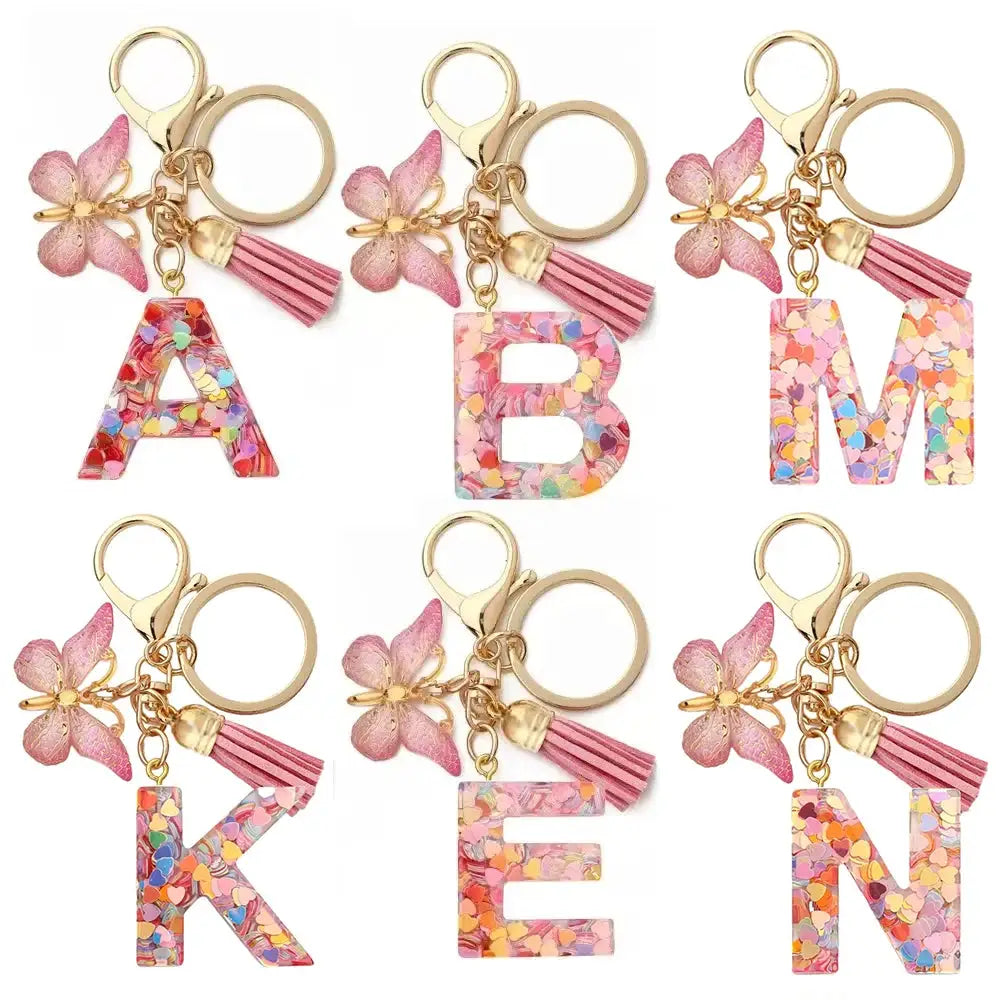 Customizable A To Z Letter Keychain With Resin Pendant Metal Holder Lobster Clasp For Keys Bags And Cars