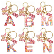 Customizable A To Z Letter Keychain With Resin Pendant Metal Holder Lobster Clasp For Keys Bags And Cars