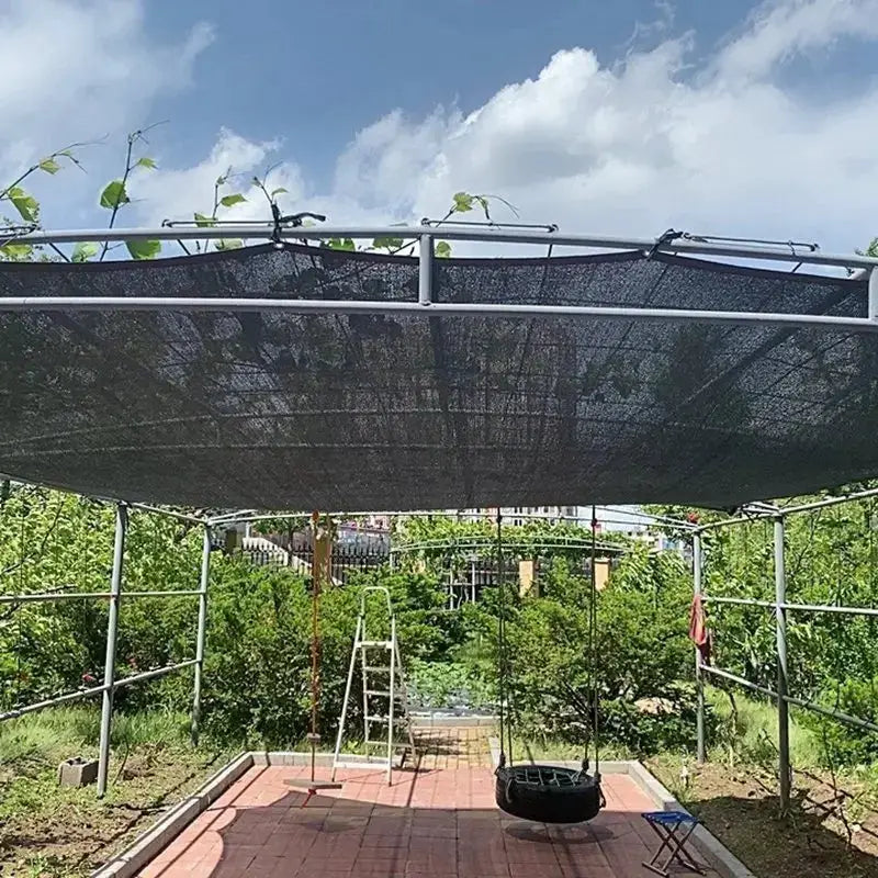 6x6m black shade cloth with grommets for sunshade and UV protection over a garden frame