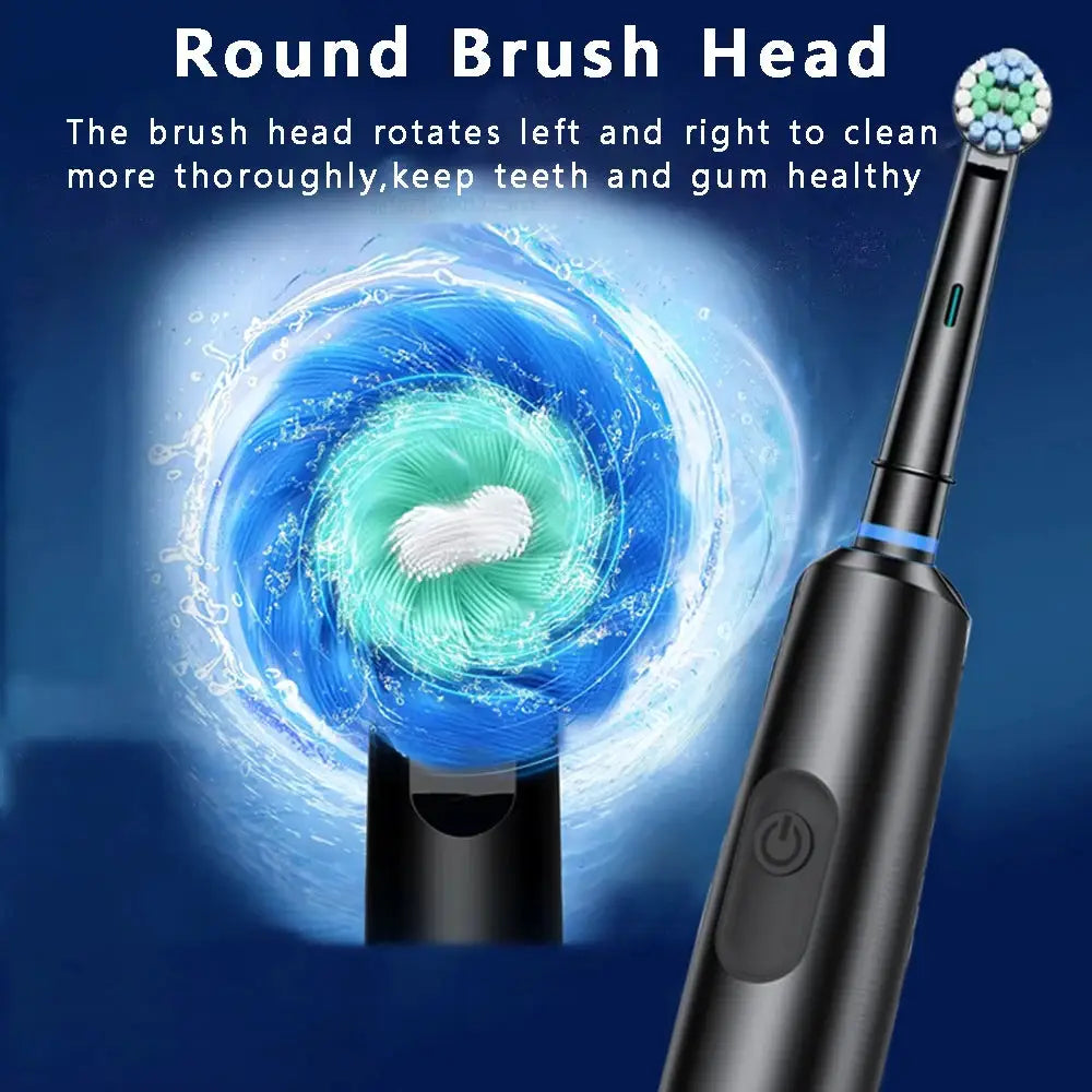 BrightSmile Rotary Electric Toothbrush With 8 Heads For Deep Plaque Removal Timer Waterproof And Rechargeable