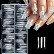 NovaNail Transparent 120 Piece Acrylic Press On Nails Set Mixed Coffin Almond Oval Square Shapes For Full Coverage