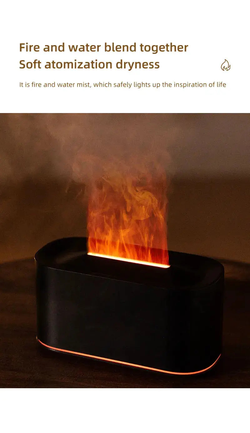 Flame Essential Oil Diffuser, Colorful Flame Diffuser Humidifier, 7 Colour Lights Noiseless Essential Oil Diffuser with Auto Off