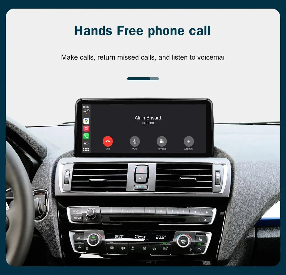 Wireless CarPlay/Android Auto display screen by Simples Market for BMW 1–4 Series, black, 10.25–12.3 inch