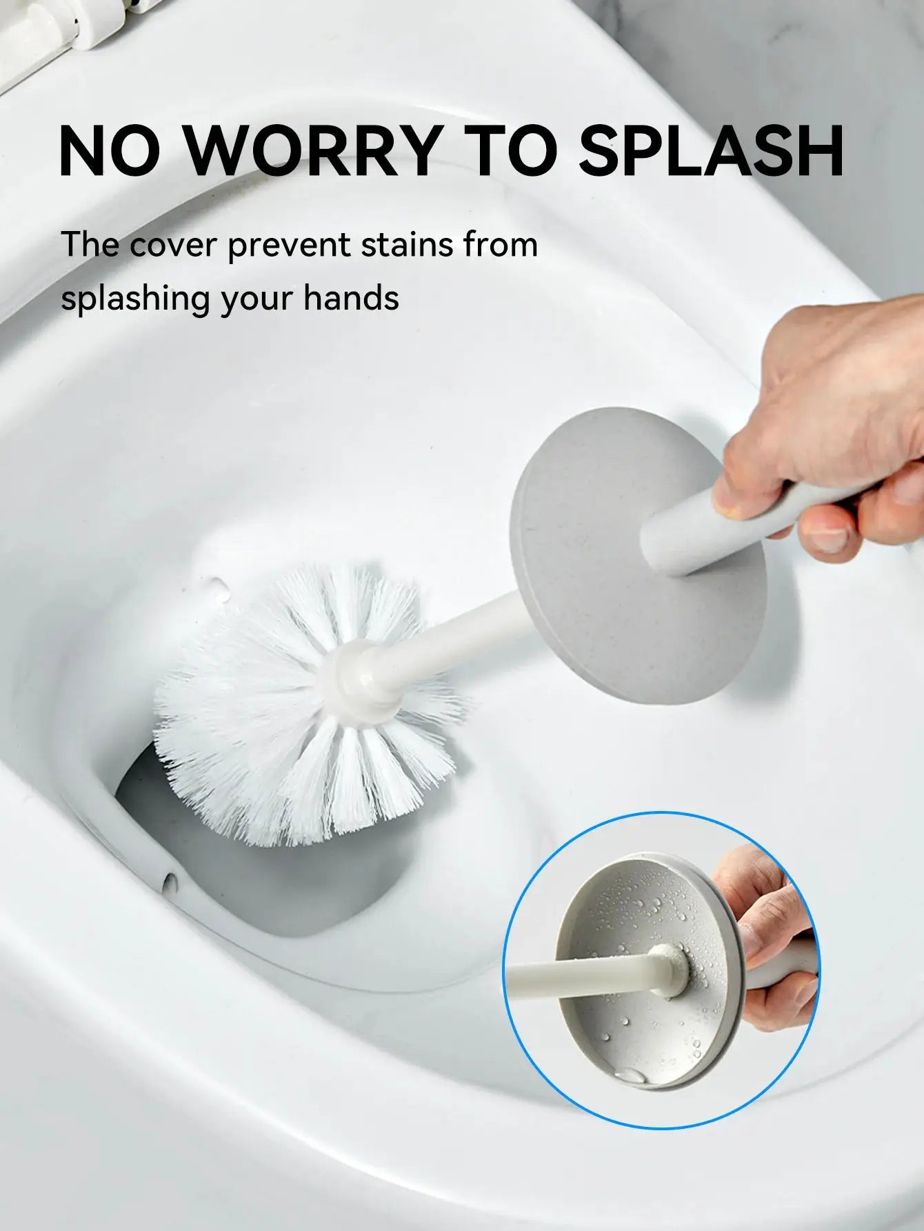 Worthbuy Plastic Toilet Brush With Standing Base Long Handle Hygienic WC Cleaning Tool For Bathrooms