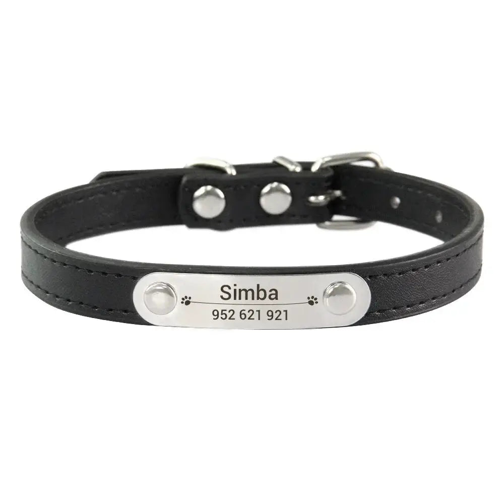 Personalized Dog Collar With Engraved Name ID Anti Lost PU Leather Pink For Small Medium Large Dogs And Cats