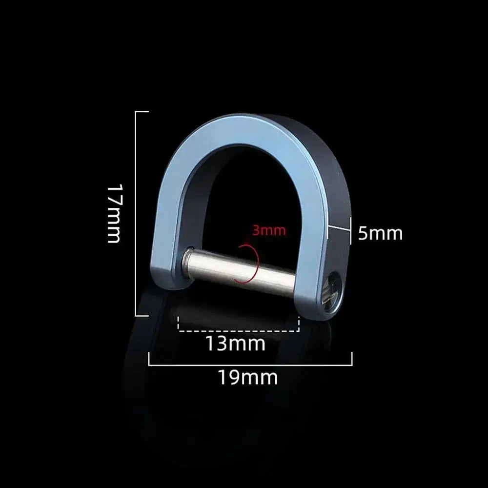 Titanium alloy horseshoe buckle with pin, blue carabiner-style shackle for key rings by Simples Market