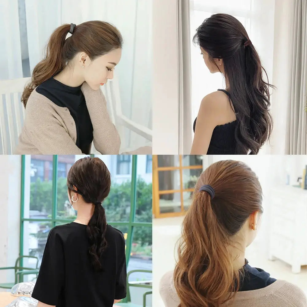 NovaHair 50 Pcs Mixed Colors Hair Bands 4 Cm Elastic Hair Ties Ponytail Holders Gentle Hold For Everyday Ponytails