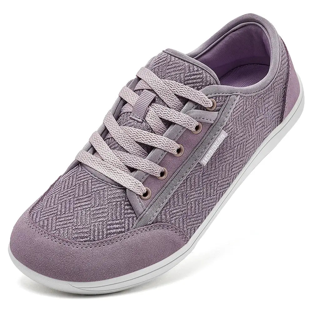 HOBIBEAR lilac lace-up sneakers with textured woven upper and white sole